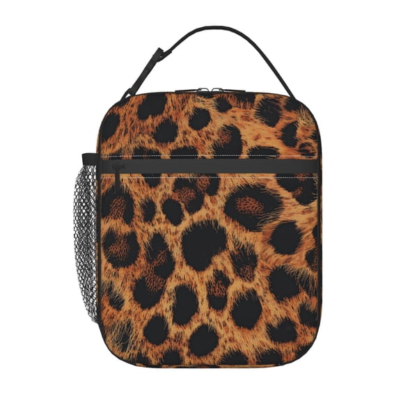 Leopard Print Lunch Box Reusable Portable Lunch Bag Tote Bag for Work Picnic Hiking