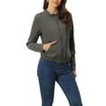 thumbnail image 4 of INSPIRE CHIC Women's Lightweight Stand Collar Zip up Biker Moto Jacket M Dark Grey, 4 of 6