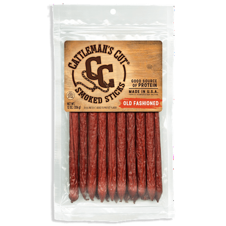Cattleman's Cut Old Fashioned Smoked Meat Sticks, Protein Snack, 12
