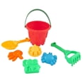 thumbnail image 1 of Flmtop Ensemble de 7 Pcs Seau de Plage pour Enfants Château Pelle Râteau Modèle Outils d'Eau Jouet, 1 of 7