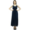 thumbnail image 4 of Bimba Women's Long Maxi Cotton Beach Dress Drawstring Waist Strappy Resort Dresses, 4 of 9