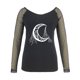 thumbnail image 5 of Camiseta de manga larga con cuello redondo y estampado de malla sólida para mujer Pompotops  gfhjh16330, 5 of 6