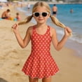 thumbnail image 3 of DISNIMO Girls One Piece Swimsuits Strawberry Printed Quick Dry Swim Dress Soft U Neck Bathing Suit with Skirt Sleeveless Stretch Swimwear for Kids Girls, 3 of 8