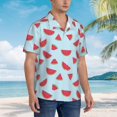 thumbnail image 5 of Xecao Watermelon print Hawaiian shirt - a stylish short-sleeve button-down for men, perfect for casual beach and tropical outings., 5 of 9