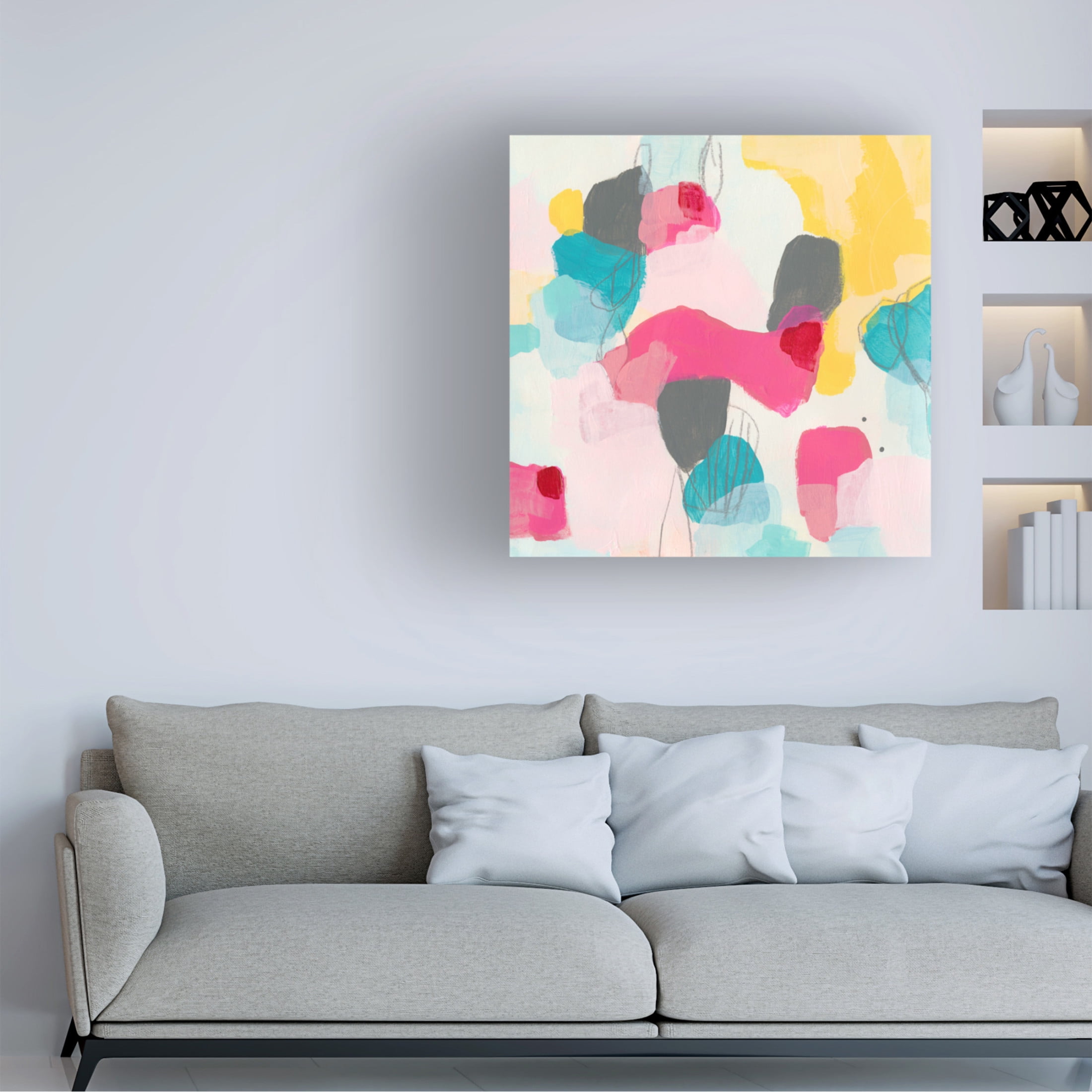 Canvas Wall Art - June Erica Vess 'Linear Reaction II' Wall Art for Living Room, Bedroom, or Office Décor by Trademark Fine Art - 14 x 14 Inches