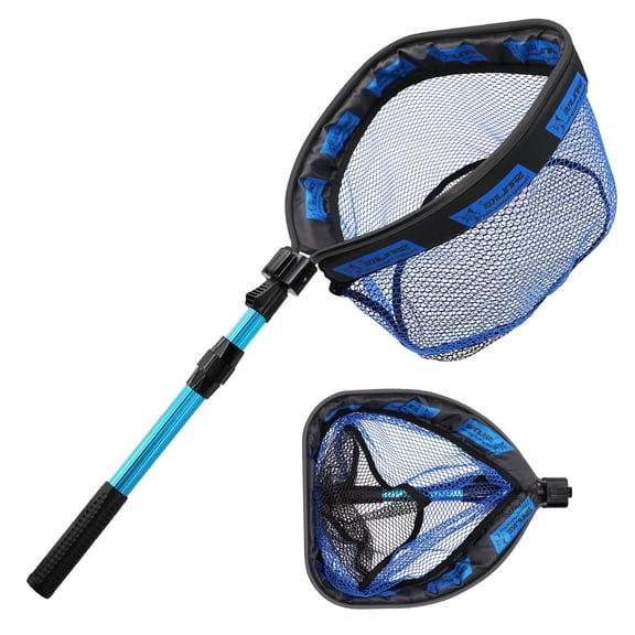SANLIKE Collapsible Fishing Nets Floating Fishing Net for Fish Fishing Landing Net with Telescopic Pole Rubber Coated Landing Net for Freshwater Saltwater 40.82inch