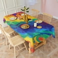 thumbnail image 3 of Colorful Circular Pattern Rectangle Tablecloth 60"x102",Waterproof Polyester Rectangle Table Cloth, Wipeable Spillproof Polyester Tablecloth for Dining, Camping, Indoor and Outdoor, 3 of 6
