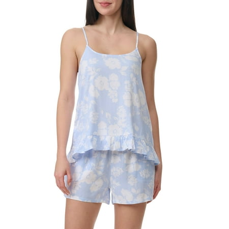 Splendid Women's 2-Pc. Ruffled-Hem Boxer Pajamas Set - Shadow Floral, Size Small