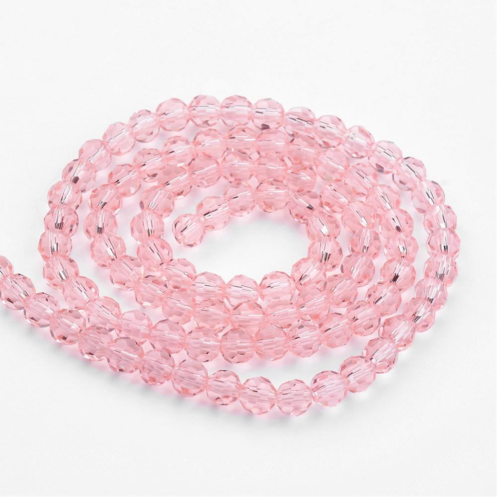 Transparent Glass Bead Strands Imitate Austrian Faceted(32 Facets) Round Pink 8mm Hole: 1mm about 65~67pcs/strand 49~50cm DIY