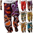 thumbnail image 5 of MNCEKFOD Mens Casual Pants 2025 New African Dashiki Style Summer Casual Hawaiian Holiday Ankara Beach Floral Relaxed Fit Comfortable Trousers Blue XL, 5 of 5