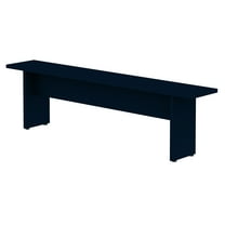 JERFIT Midnight Blue Dining Bench, Modern Wood Grain Finish Kitchen Bench Seat with H-Base Design for Dining Room, 2-Seater