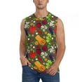 thumbnail image 2 of Lsque Begetable Print Men's Cotton Blend Sleeveless Muscle Shirts (S-3XL)- Moisture Wicking, Odor Protection, UPF 30+,X-Large, 2 of 8