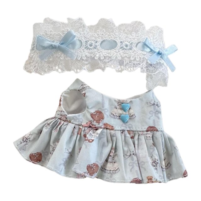 Accesorio de disfraz de ropa de figura de felpa, disfraces de moda, traje de vestido de muñeca y accesorios para el cabello, para 6,69 pulgadas y 5,91 Azul