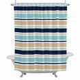 thumbnail image 2 of Minimalist Stripes Shower Curtain for Bathroom Decor, Teal Navy Blue Khaki Horizontal Stripe Modern Waterproof Fabric Shower Curtain, 72"x78" Set with 12 Hooks, 2 of 9