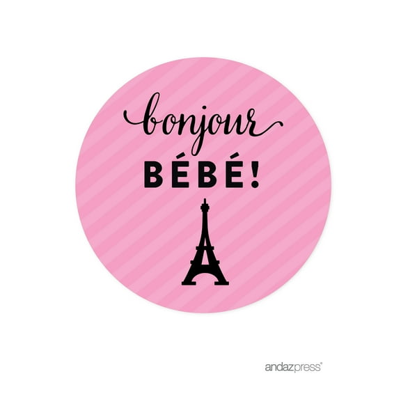 Paris Bonjour Bebe Girl Baby Shower Paper Straw with Toppers DIY Party Favors Kit, 20-Pack