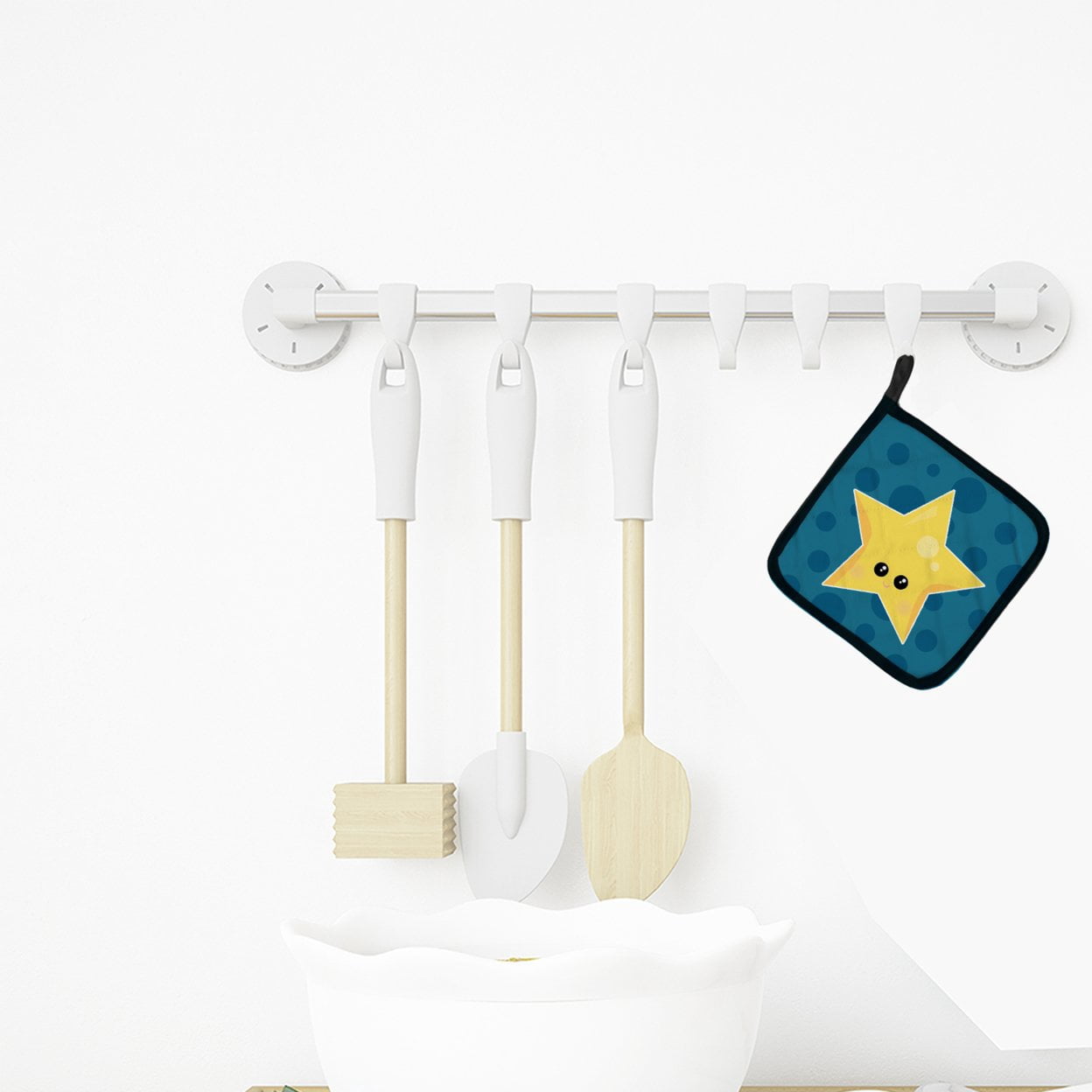 Weather Night Star Face Pair of Pot Holders