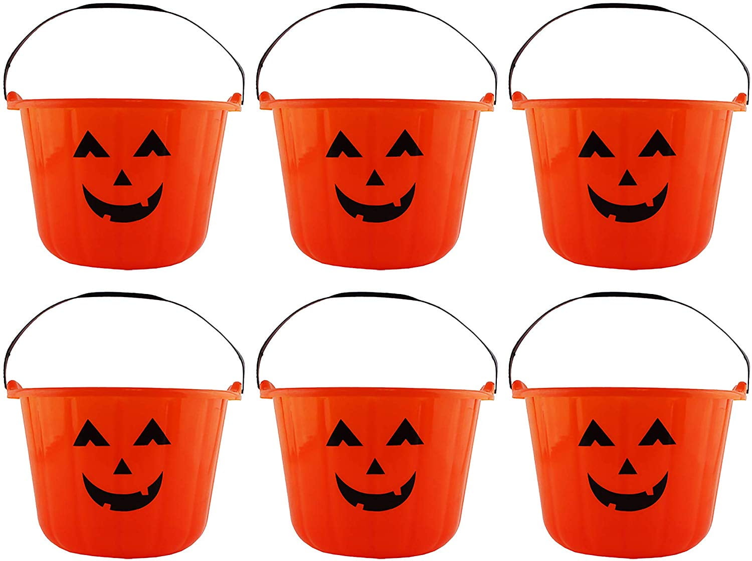 PMU Halloween Trick or Treat Pumpkin Pail Bucket 9 Inch w/Handle (1/Pkg