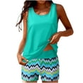 thumbnail image 2 of Honeeladyy Womens Tankini Set with Shorts Slim Fit Stretch Printed Bathing Suit Two Piece High Waisted Swimsuit Green XXL, 2 of 7
