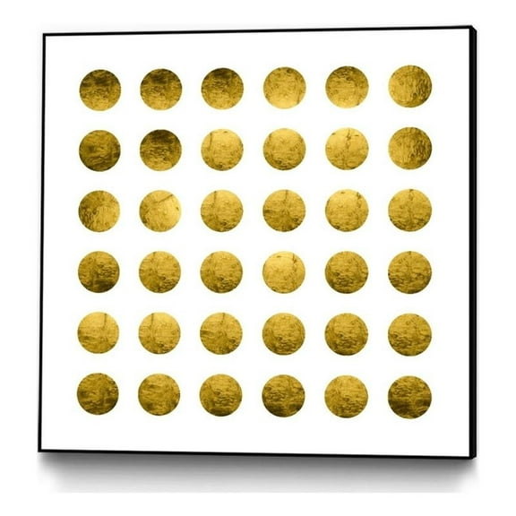 Giant Art Canvas  20x20 Golden Spots White Framed in White