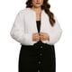 thumbnail image 1 of CURVY GLAM Abrigos de Piel Sintética para Mujeres Talla Grande Chaqueta Abierta de Manga Larga Invierno Cálido Abrigo Despeinado 3X Blanco, 1 of 6