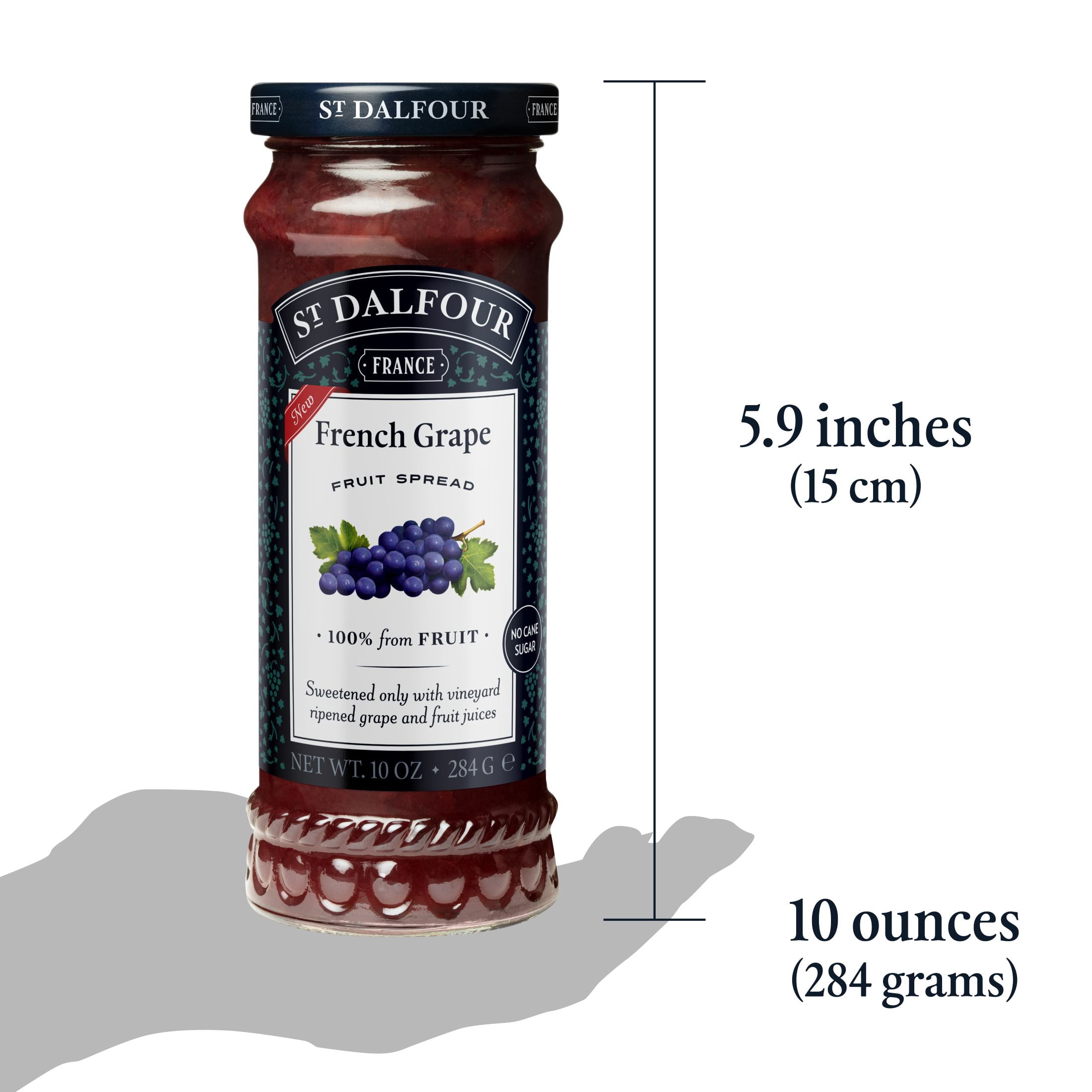 (2 pack) St. Dalfour French Grape Fruit Spread, 100% from Fruit, Vegan & Gluten Free, 10 oz Jar