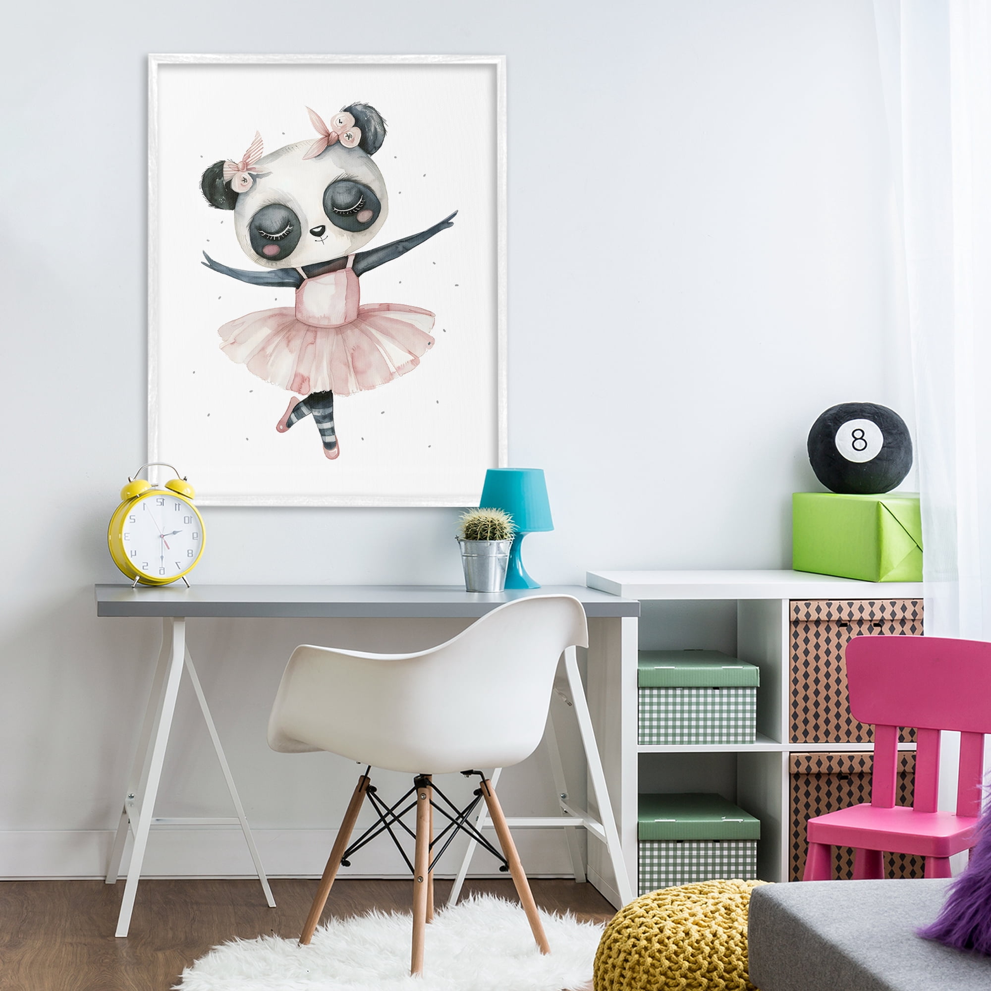 Stupell Industries Ballerina Panda in Pink Tutu White Framed Giclee Art, design by LSR Design Studio