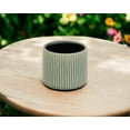thumbnail image 6 of 6" Green Striped Ceramic Indoor Outdoor Round Pot Planter, 6 of 6