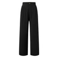thumbnail image 4 of felwors Womens Cotton Linen Pants Casual Button Up High Waisted Wide Leg Trousers Black, M, 4 of 6