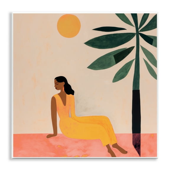 Stupell Industries Tropical Boho Woman People Painting Unframed Art Print Wall Art, 12 x 12