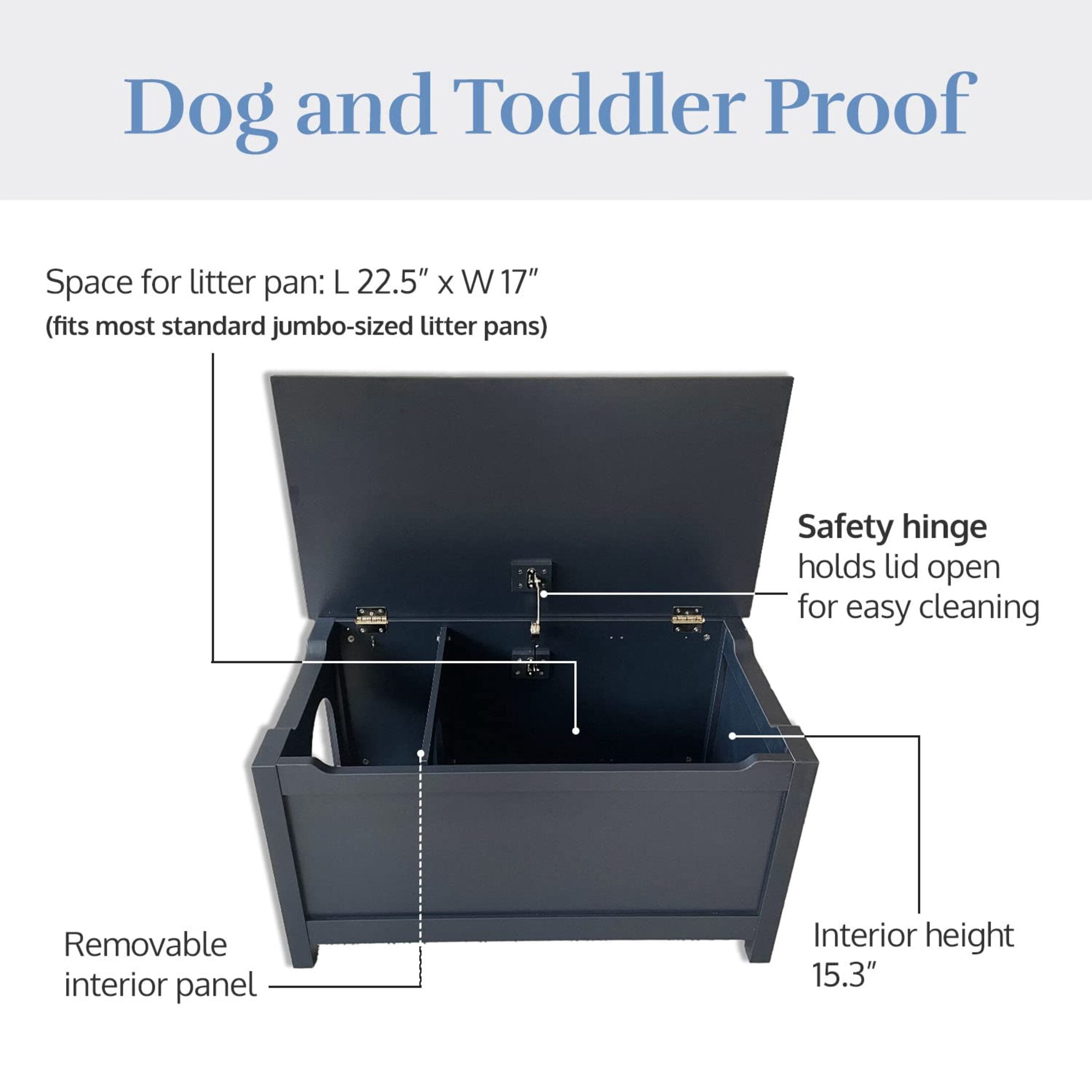 Catbox Cat Litter Box Enclosure, Hidden Dog-Proof Pet Furniture with Cover (Charcoal)