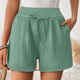 thumbnail image 1 of MKLEKYY Pantalones Cortos Deportivos Holgados de Cintura Alta con Dobladillo Plisado de Doble Capa y Pierna Recta para Mujer, 1 of 4