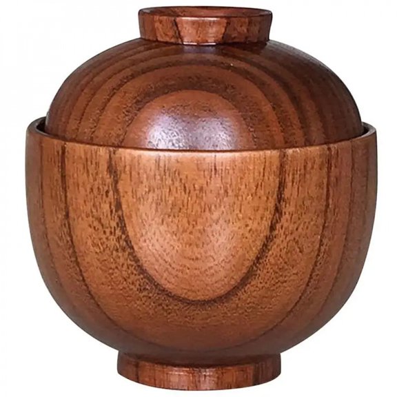 Wooden Bowl With Lid Wood Food Bowl Soup Bowl Salad Bowl Rice Bowl Children'S Anti Scalding Anti Dropping Salad Rice Bowl