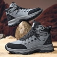 thumbnail image 2 of Men's Grey Black High-Top Hiking Boots, Non-Slip Waterproof Work Boots, Shock Absorption Outdoor Shoes for Trekking, 2 of 9