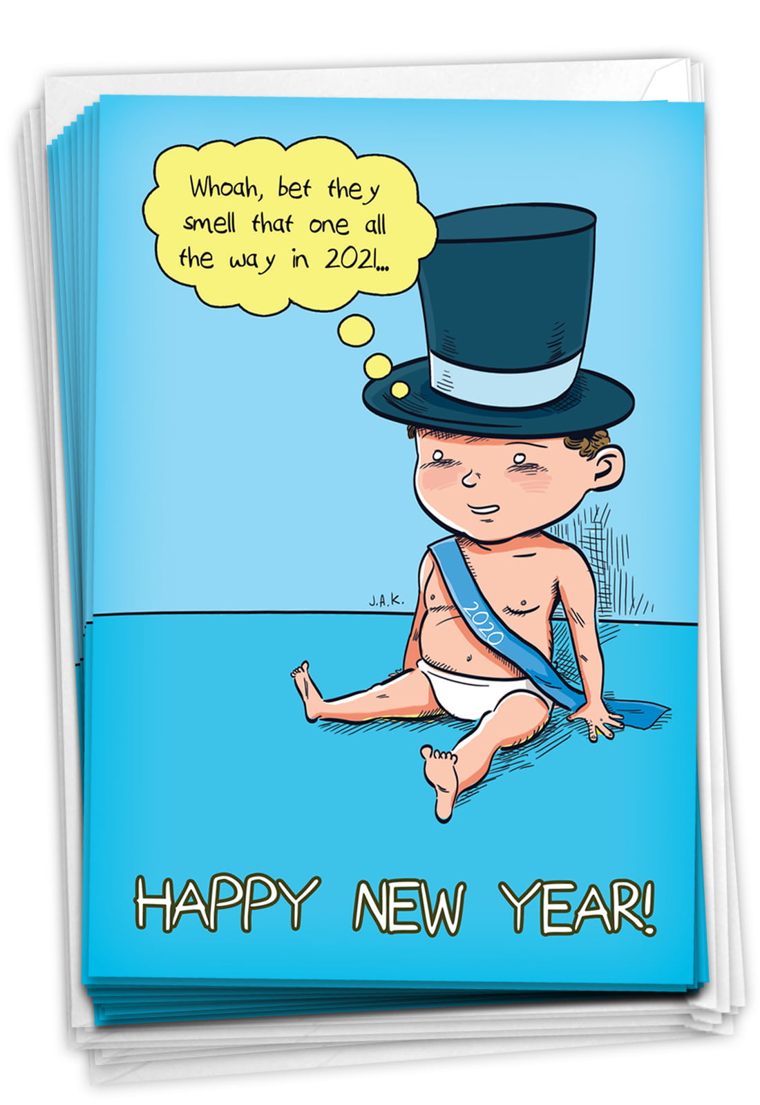 12 Funny New Years Greeting Cards - 2021 NYE Gift, Baby ...