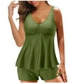 thumbnail image 2 of Alkepwun Tankini Swimsuits for Women Tummy Control Flowy Swimwear Two Piece Bathing Suits Solid Hollow Swim Tank Top with Boyshorts, 2 of 7