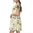 thumbnail image 2 of Naloa Sweet Bee Print Womens Summer A-Line Dress with Pockets,Short Sleeve Dresses,Flowy Beach Swing Dress for Vacation Travel, 2 of 6