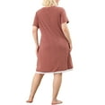 thumbnail image 3 of Agnes Orinda Women's Plus Size Nightgowns Polka Dots V Neck Short Sleeve Midi Sleepshirt 1X Dark Pink, 3 of 8