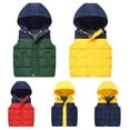 thumbnail image 2 of YTDSCS Kids Girl's Boy's Hooded Warm Padded Vest Toddler Puffer Cotton Colorblocking Waistcoat Fall Winter Thick Sleeveless Jacket 4-13 Years Old, 2 of 8