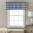 thumbnail image 3 of Navy Blue Check Kitchen Curtain Valances for Windows Farmhouse Short Curtains, Farmhouse Buffalo Plaid Blue Rod Pocket Valance Curtain for Bedroom Cafe Living Room 42"x12", 3 of 8