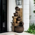 thumbnail image 3 of Magic Union 39.3" Tall Outdoor Water Fountain Garden Waterfalls Fountain with LED Lights 5 Tier Modern Indoor/Outdoor Floor Standing Water Fountain with Pump for Garden, Patio, House Decor,Brown, 3 of 8