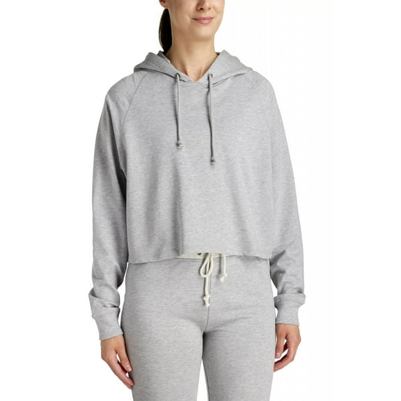 Joe's Women's Lounge Around Crop Hoodie, Light Heather Grey, XLarge