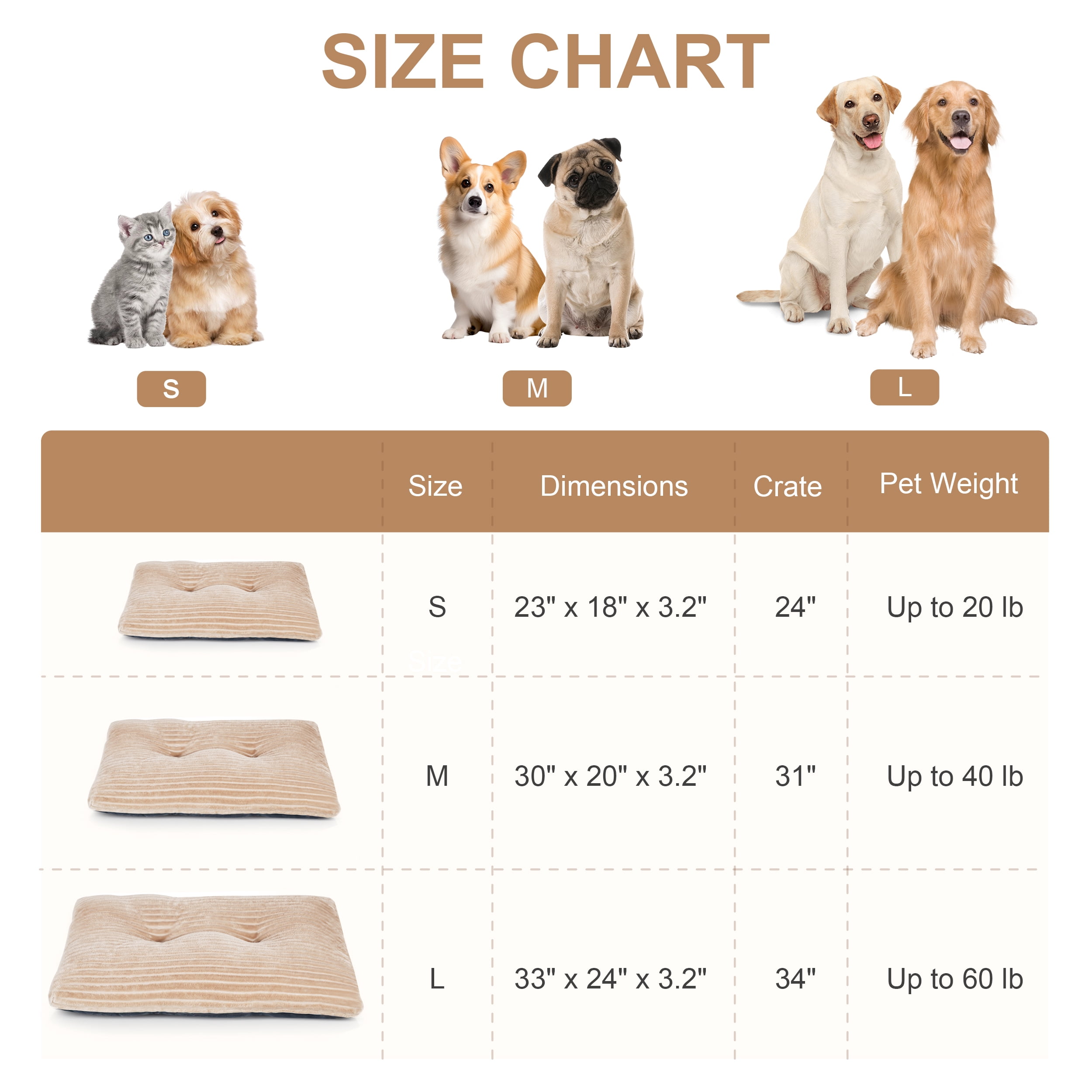 Washable Dog Bed Deluxe Plush Dog Crate Beds Comfy Kennel Pad Anti-Slip Pet Sleeping Mat for Large, Jumbo, Medium, Small Dogs Breeds, 30"x20", Brown