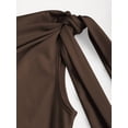 thumbnail image 4 of Brown Womens One Shoulder Ruched Bodycon Mini Dress With Tie Detail, 4 of 6