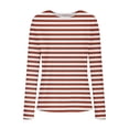 thumbnail image 4 of ITSAME Long Sleeve Shirts for Womens, Crew Neck Striped Stretch Fashion Casual Pullover Tops Coffee 2XL, 4 of 8