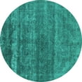 thumbnail image 1 of Ahgly Company Machine Washable Indoor Round Oriental Turquoise Blue Industrial Area Rugs, 4' Round, 1 of 4