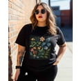 thumbnail image 3 of T Shirts for Women Short Sleeve Cotton Crewneck T-Shirt, Blue Green Leaves Plants Flowers Tee Tops Casual Basic T-Shirts, XS-5XL Black XS, 3 of 7