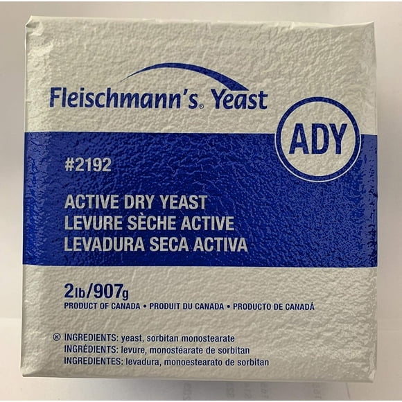Fleischmanns Active Dry Yeast Vacuum Pack - 2lb 907g Highly Stable & Reliable, Bake White, Brown or Whole Grain Bread, Danish Puff Pastry, English Muffins, Sweet Bread, Cinnamon Buns
