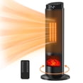 thumbnail image 1 of EDX Calentador Espacial de 1500 W para Uso en Interiores, Calentador Eléctrico de 23" con 7 Colores de Luz, Oscilación de 70°, Termostato Ajustable y Control Remoto, Protección contra Vuelcos, Negro, 1 of 7
