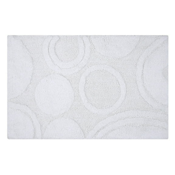 Knightsbridge Orbit Bath Rug Cotton Non Skid Back - 24x40", White