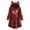 Wine, variant on Fesfesfes Women Hooded Casual Printing Cat Ears Plush Buttons Long Sleeved Hooded Plush Coat Top Plus Size $10
